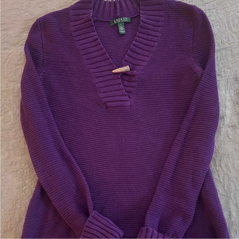 🎆 VINTAGE RALPH LAUREN Deep Purple V-Neck Sweater